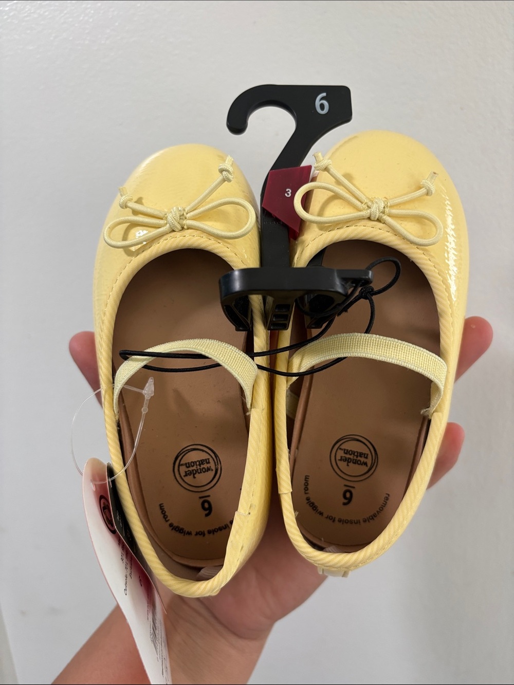 wonder nation Yellow Patent Mary Jane Flats with Bow Accent